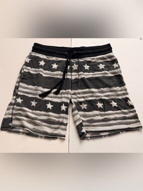 Top Drawer Americana Flag Sweat Shorts Men’s M Black Gray Stars Stripes Y2K